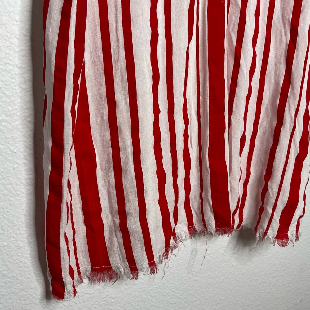 Umgee Red and White Vertical Stripes Vintage Vibe Lightweight Dress Swim Coverup - Picture 5 of 8